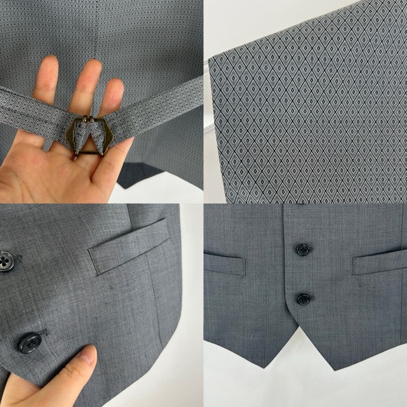 Vintage Alfani Grey 100% Wool Boyfriend Vest Waistcoat - Picture 7 of 8